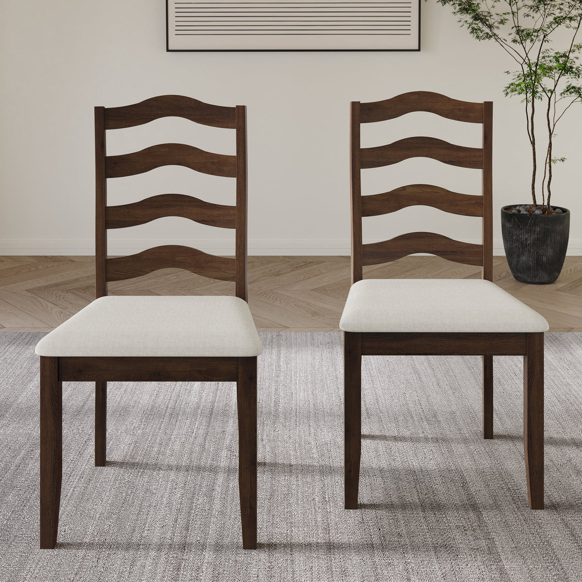 Brown Wooden Dining Chair Set of 2 K1333