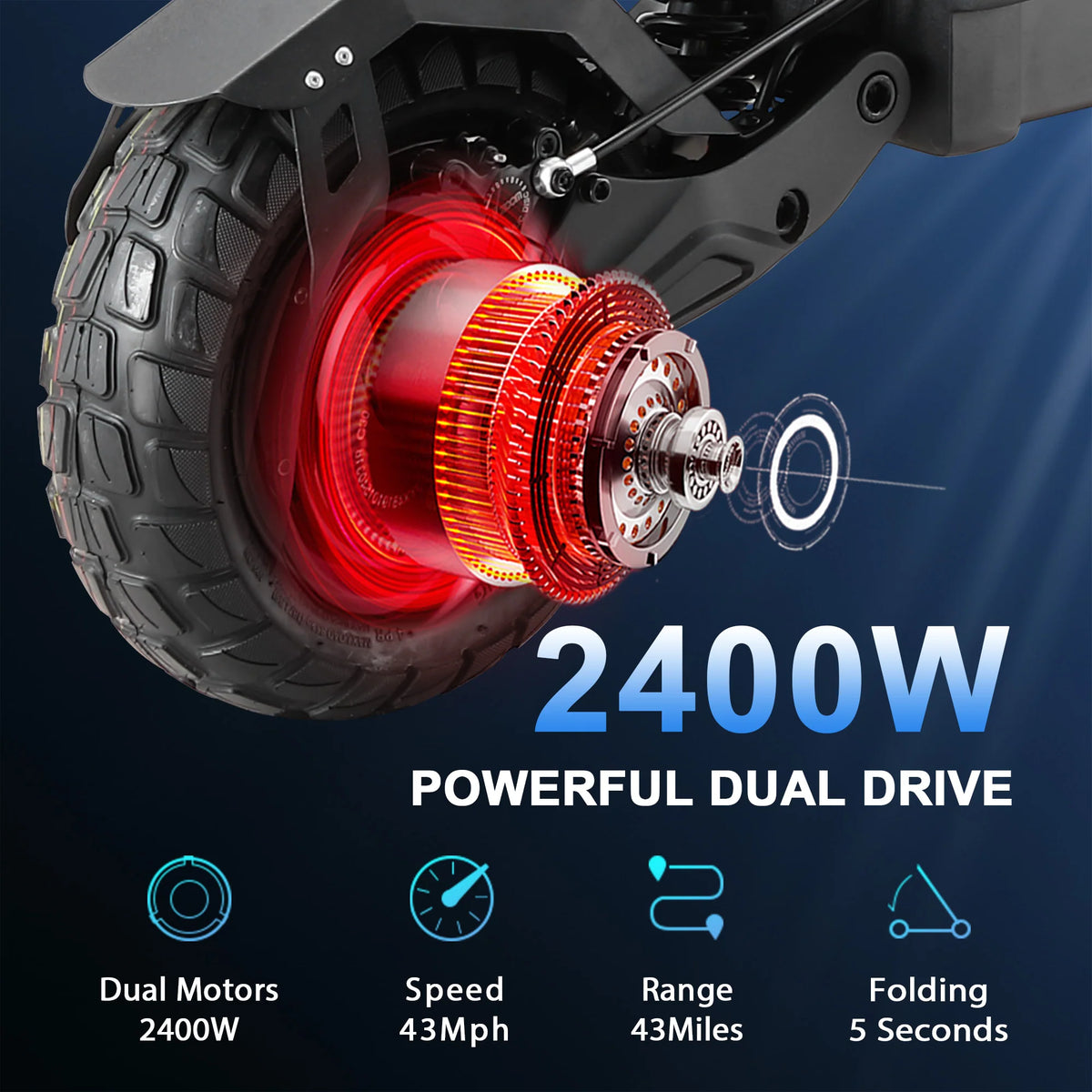 Dual Motor Electric Scooters 2400W 43MPH Z560