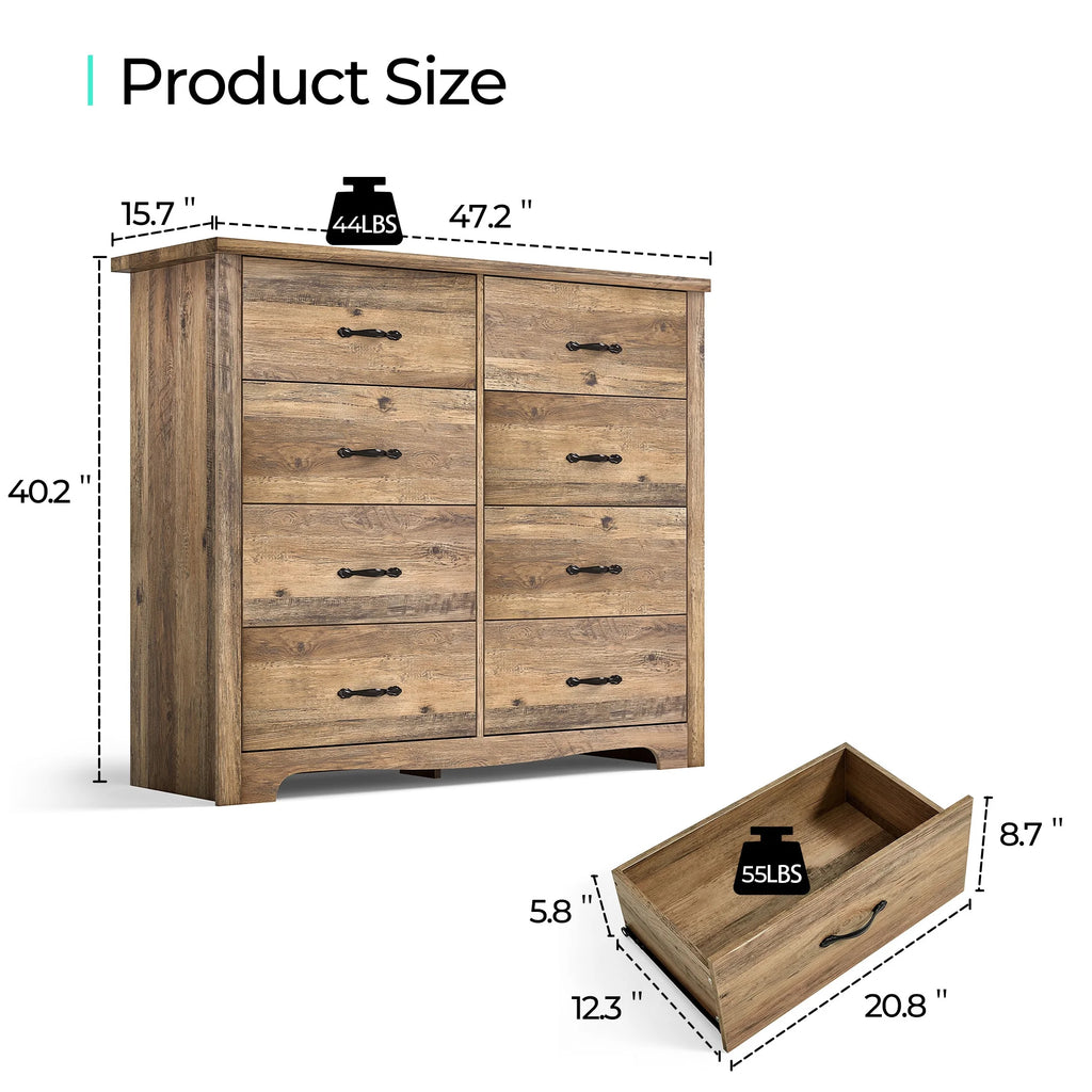 Black 8 Drawer Wood Dresser O556320