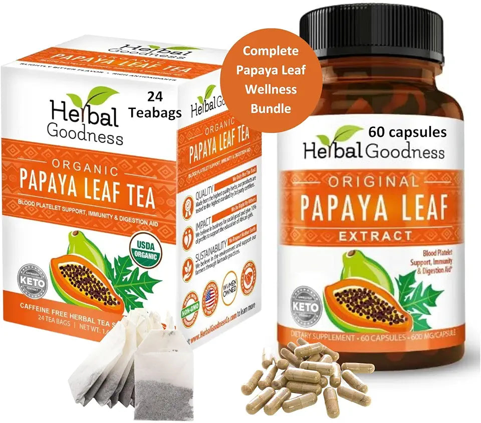 Papaya Leaf Extract Capsule and Papaya Leaf Tea Bundle L78931