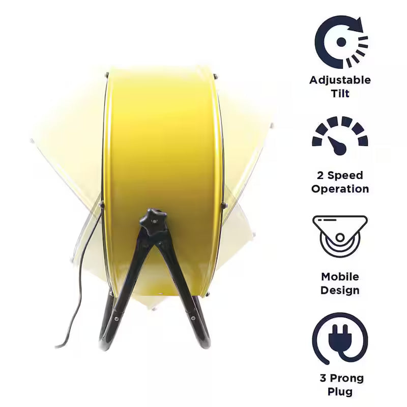 Yellow 2 Fan Speeds Drum Fan Z8809
