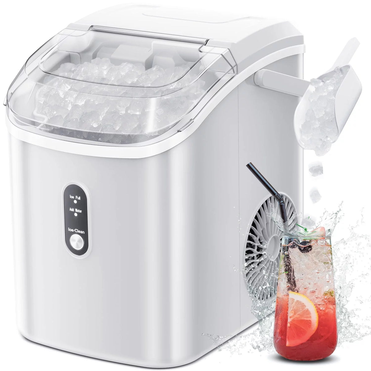 Nugget Ice Maker Countertop with Soft Chewable Pellet Ice, 34lbs/24H, Self-Cleaning, Gray F51348