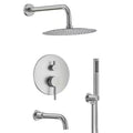 10 in. 3-Spray Wall Mount Shower Head and Tub Faucet 2.5 GPM Brushed Nickel P10610