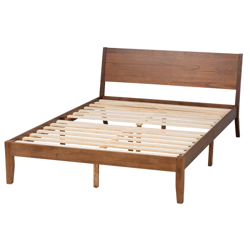 Walnut Brown Wood King Size Platform Bed P3056