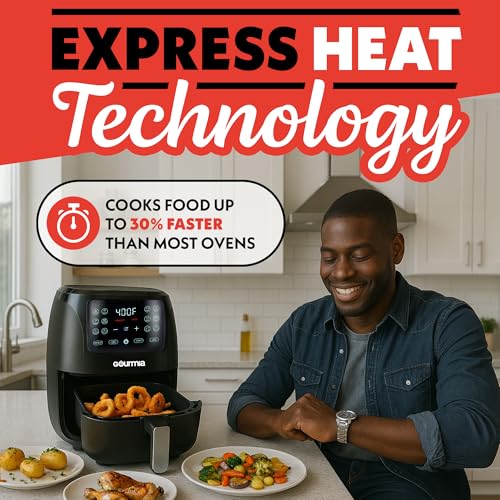 4 Quart Digital Air Fryer Oven, Black and Stainless Steel B62757