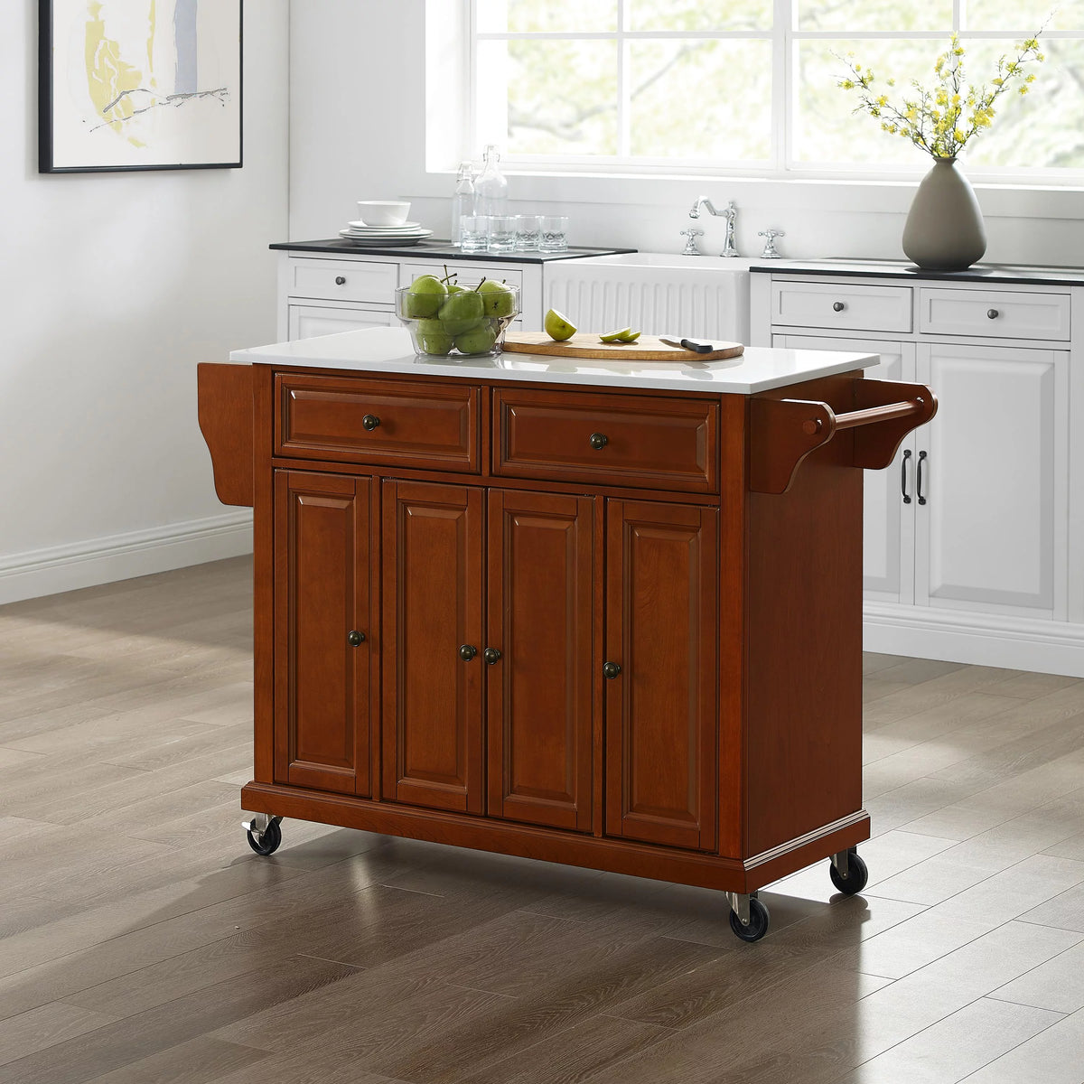 Wood Granite Top Kitchen Cart G43385
