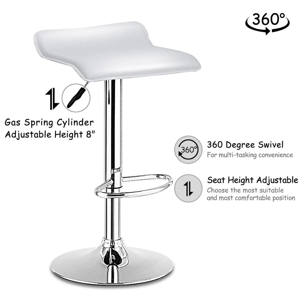 Set of 2 White Adjustable Swivel Bar Stools B826457