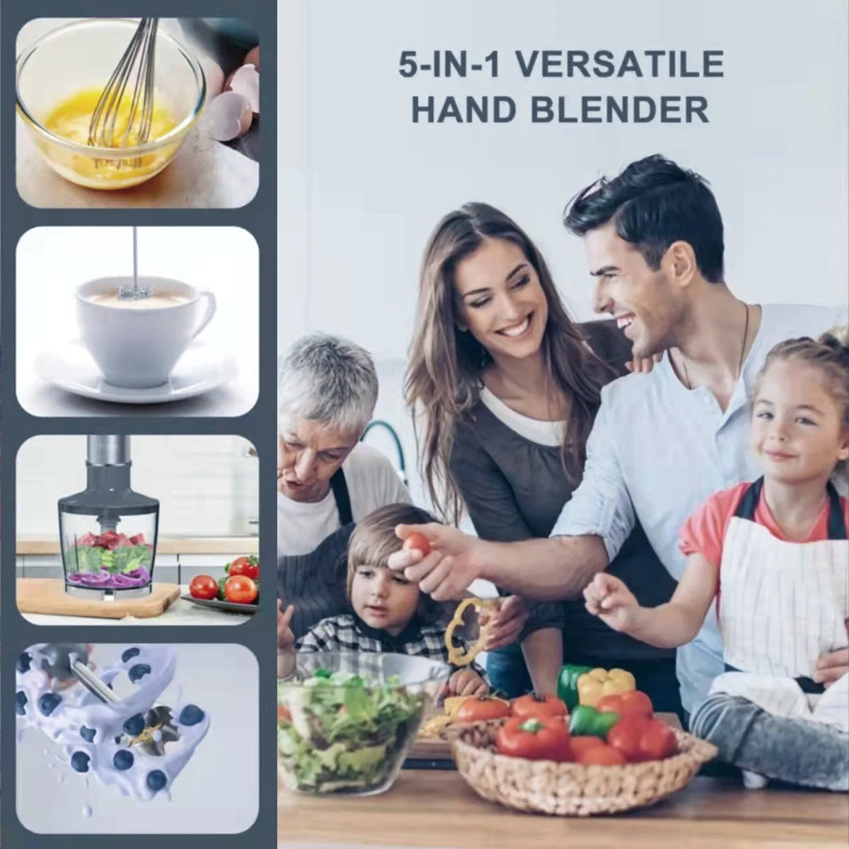 5-in-1 Hand Blender Stick Blender with Adjustable Speeds L985