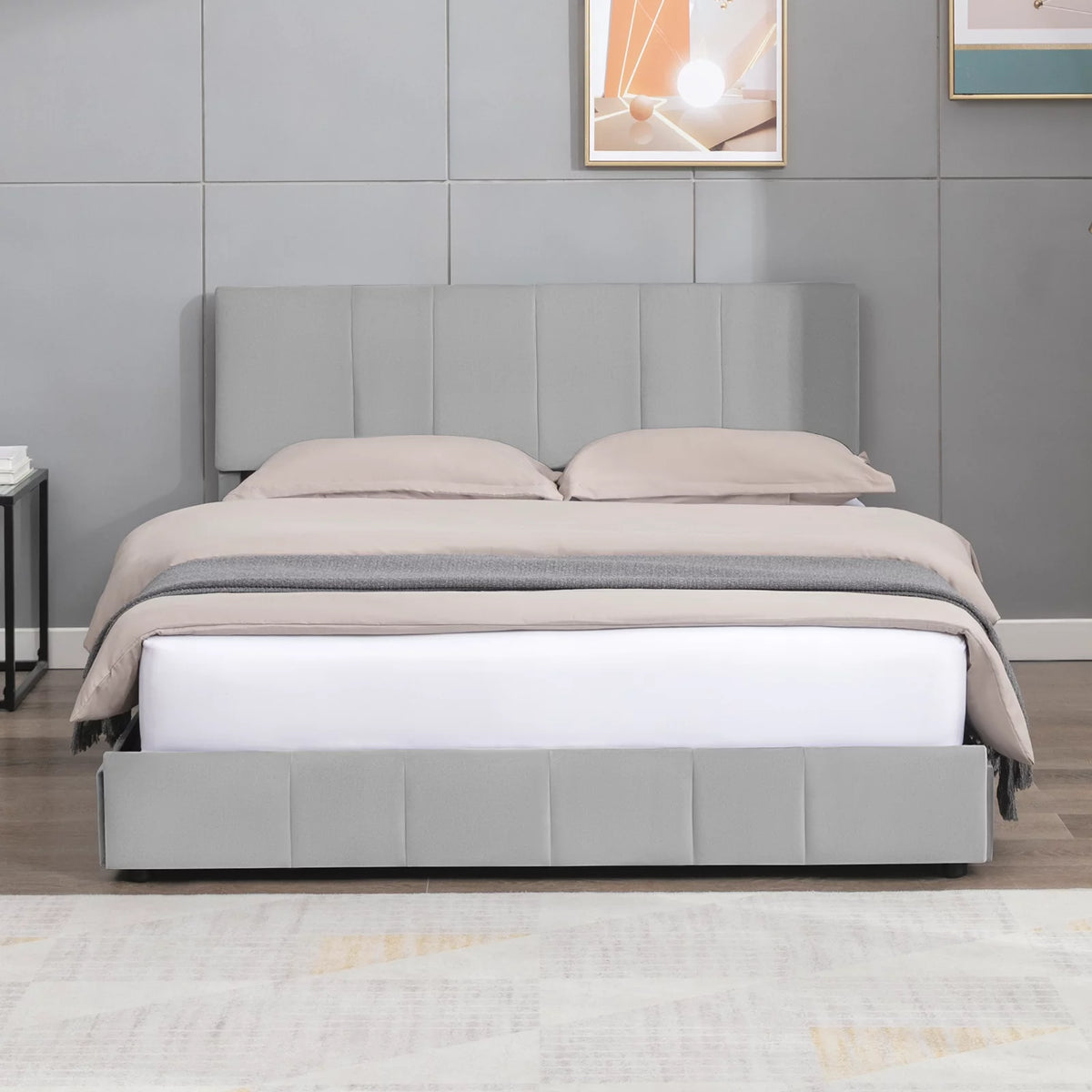 Full Size Platform Bed Frame with 4 Storage Drawers and Headboard C669012