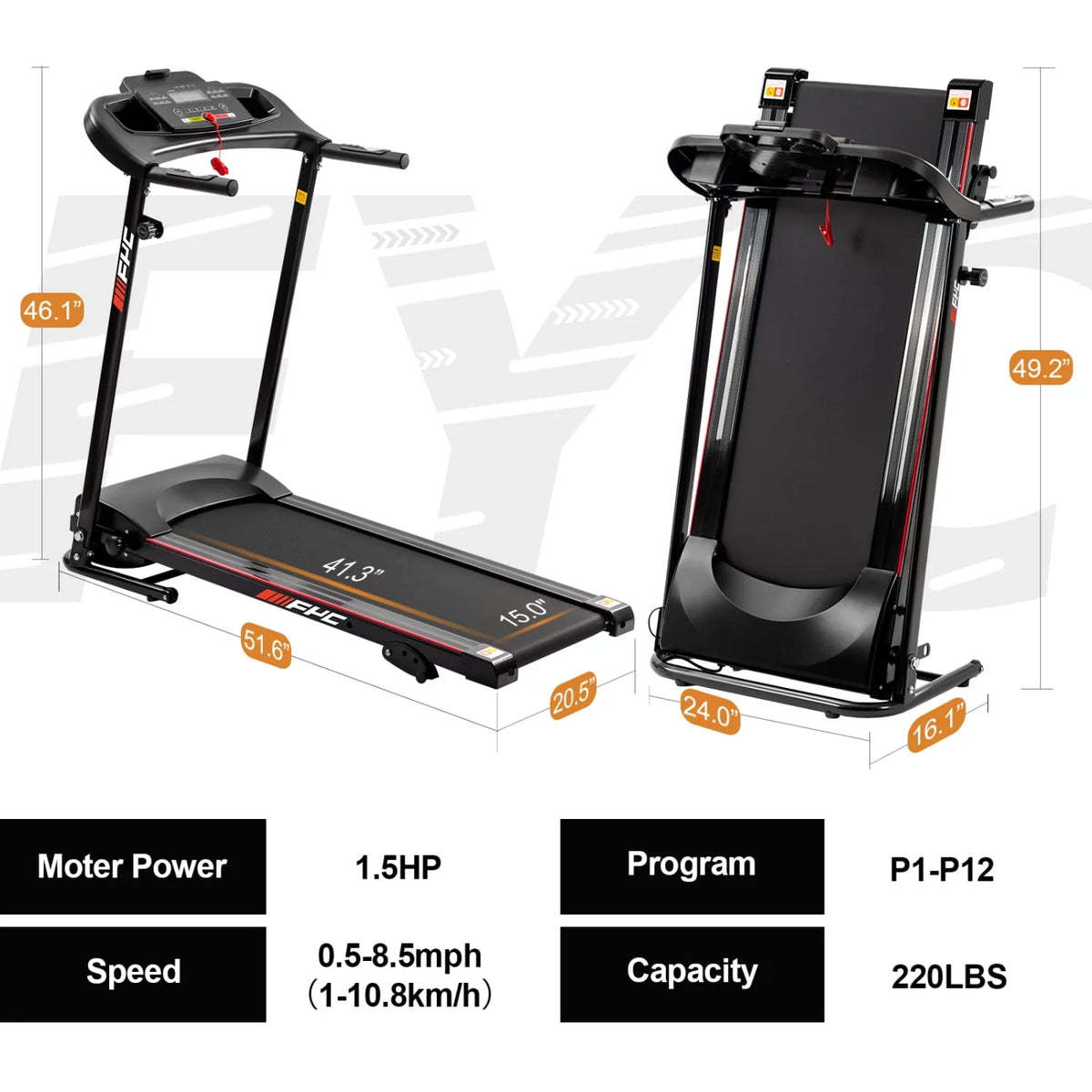 2.5HP Incline Folding Treadmill V5698