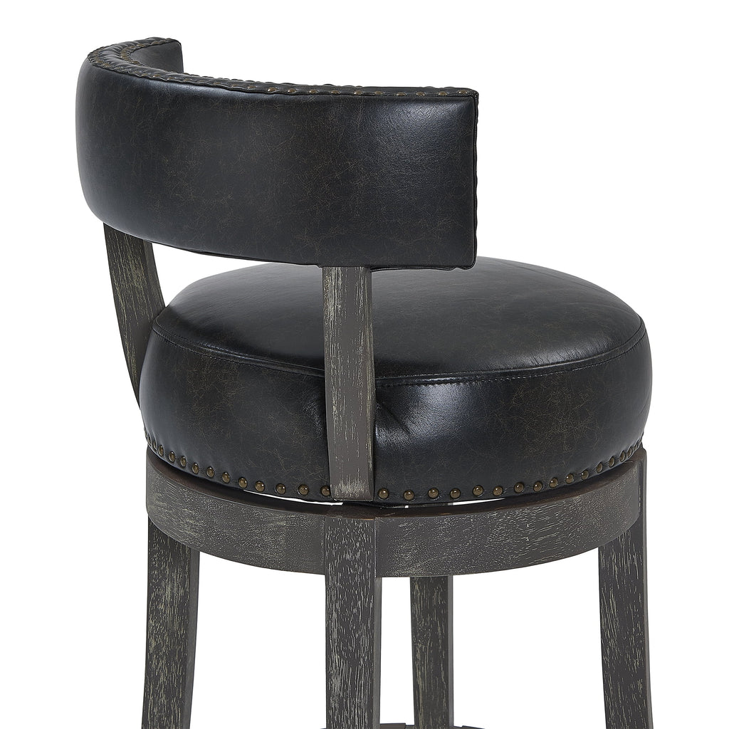 26" Wood Leather Swivel Counter Stool M446