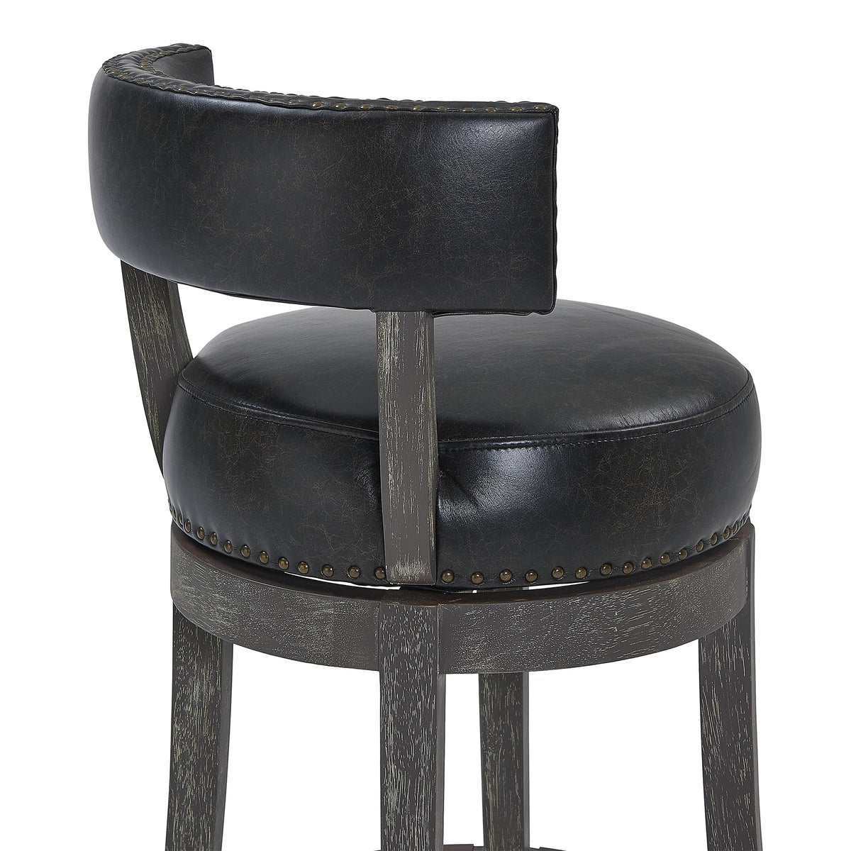 26" Wood Leather Swivel Counter Stool M446