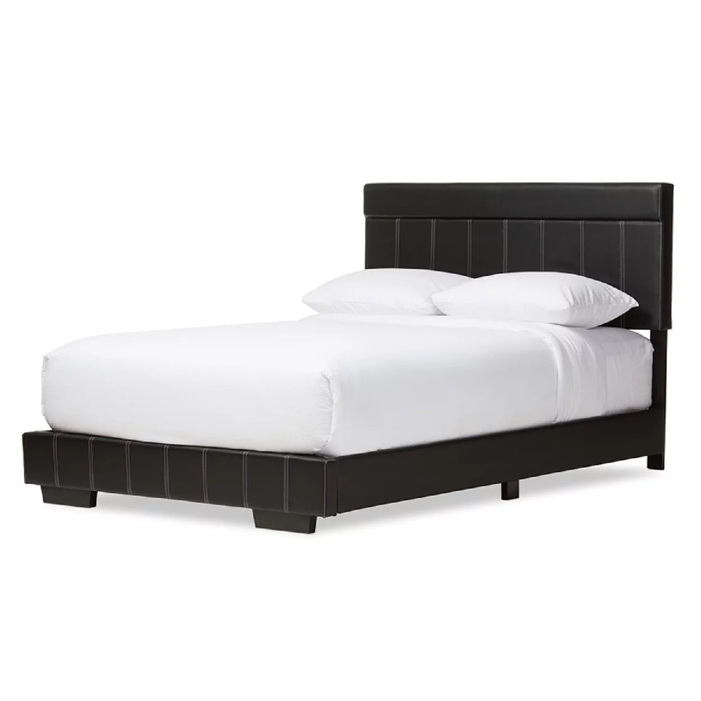 Black Faux Leather Full Size Platform Bed C4870