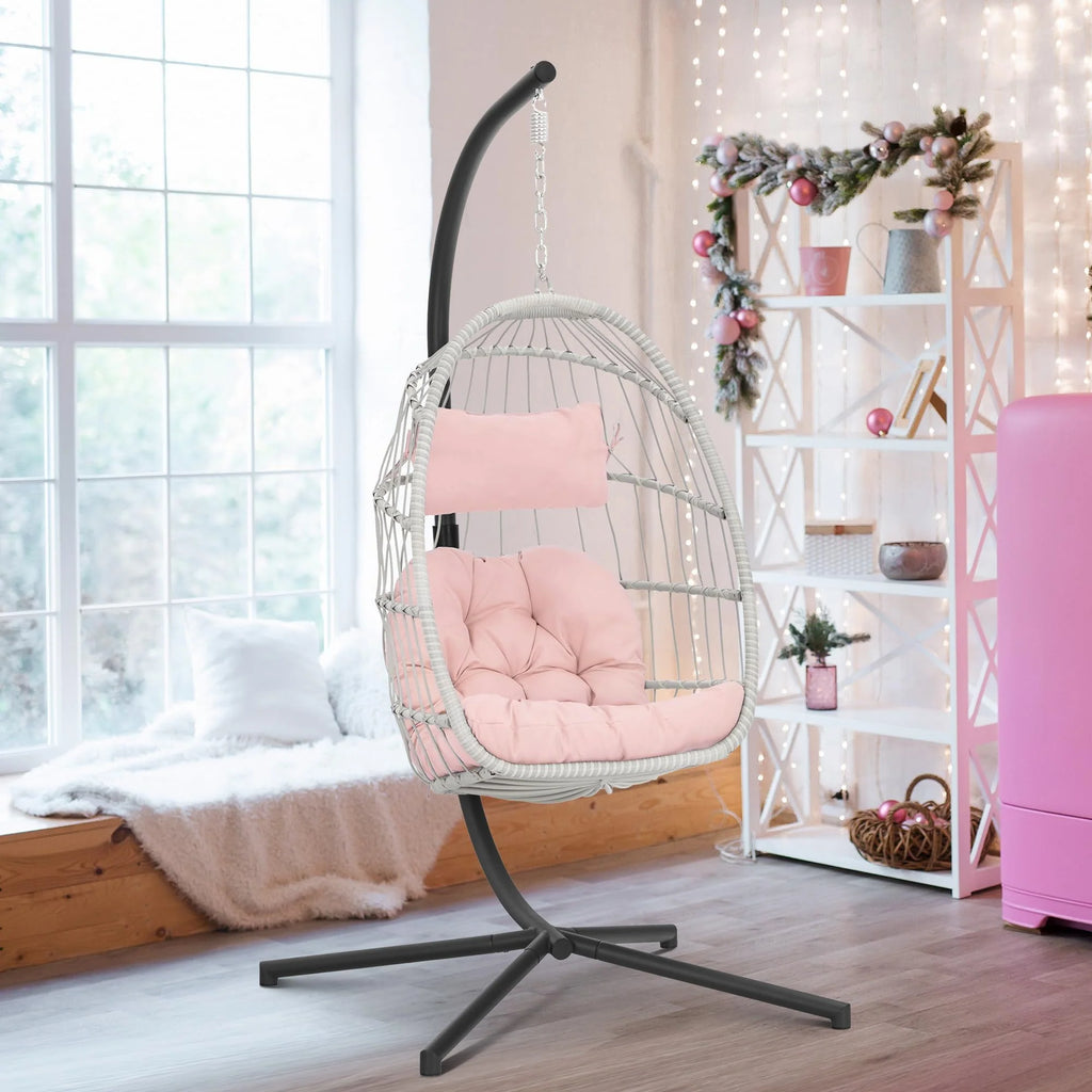 Hanging Egg Chair with Stand and Cushion G82372