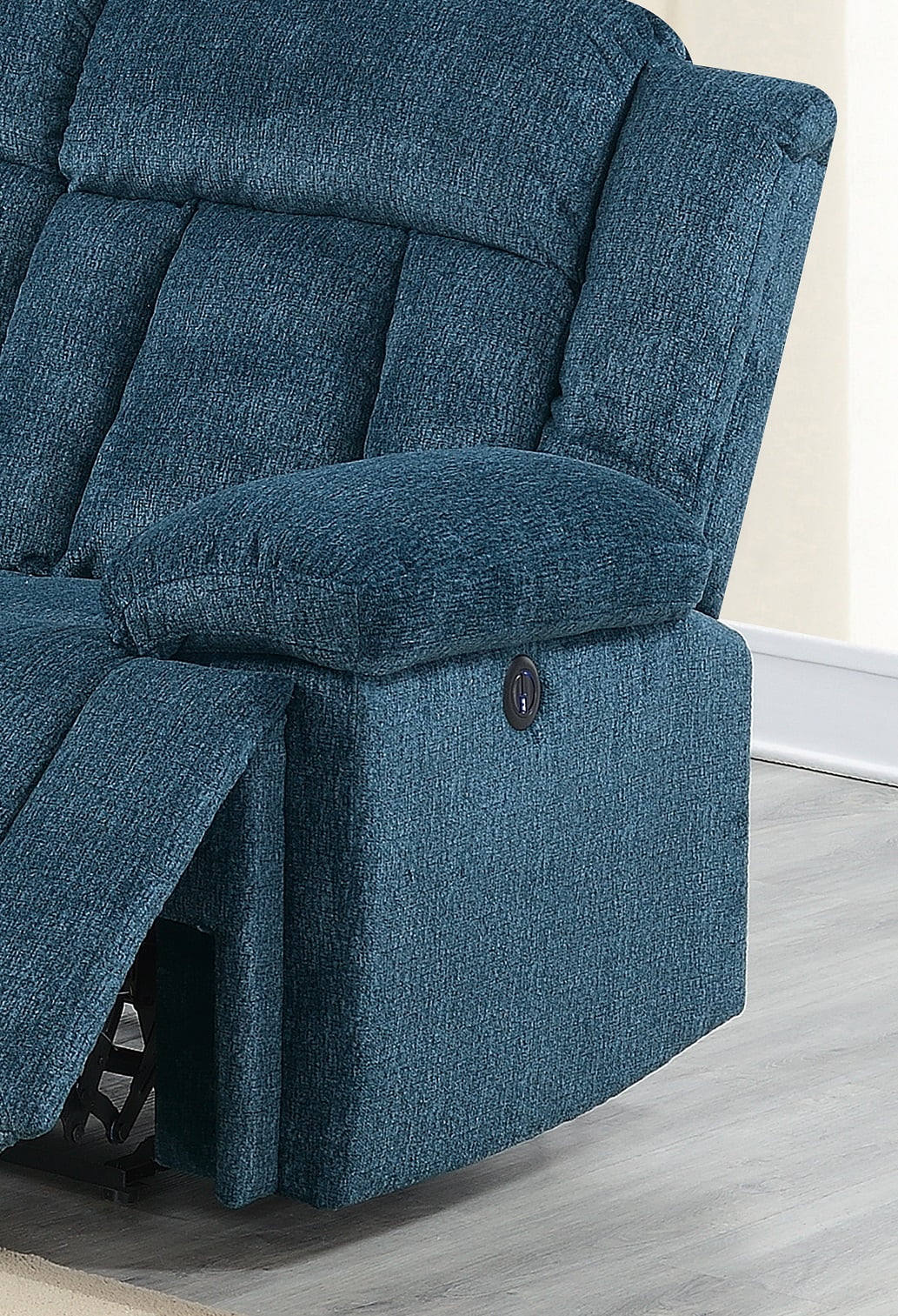 Dark Blue Chenille Reclining Sectional Sofa Set 3pcs T8318