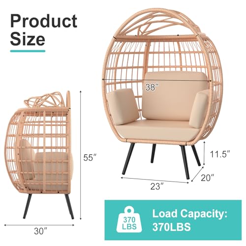 Oversized White Wicker Egg Chair with 4 Cushions D718888