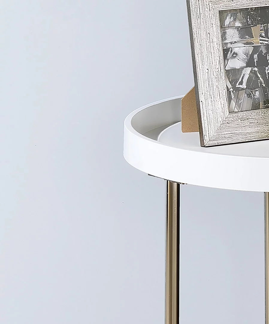 White Mid-Century Side Table with Copper Legs A229