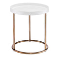 White Mid-Century Side Table with Copper Legs A229