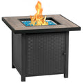 30'' Square Propane Gas Fire Pit Table Black B12046
