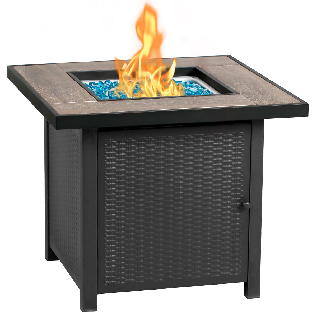 30'' Square Propane Gas Fire Pit Table Black B12046