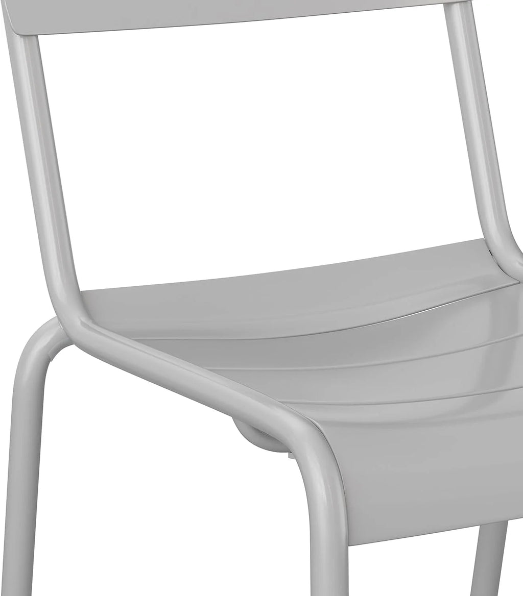 Steel Stack Chair, Indoor-Outdoor Armless Chair With 2 Slat Back In Silver, Set Of 2 G91418