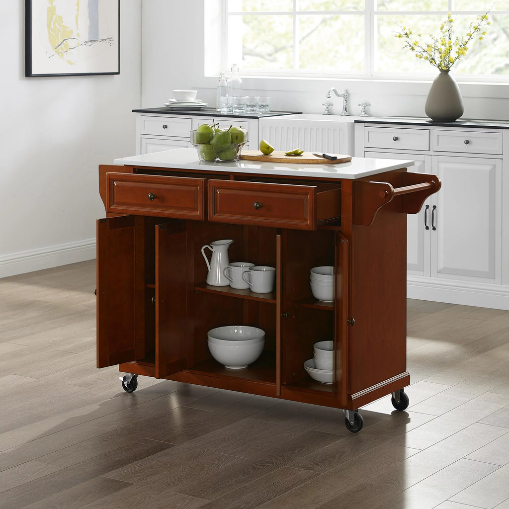 Wood Granite Top Kitchen Cart G43385