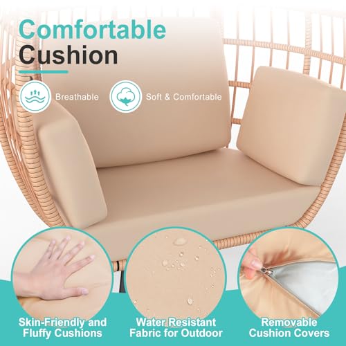 Oversized White Wicker Egg Chair with 4 Cushions D718888