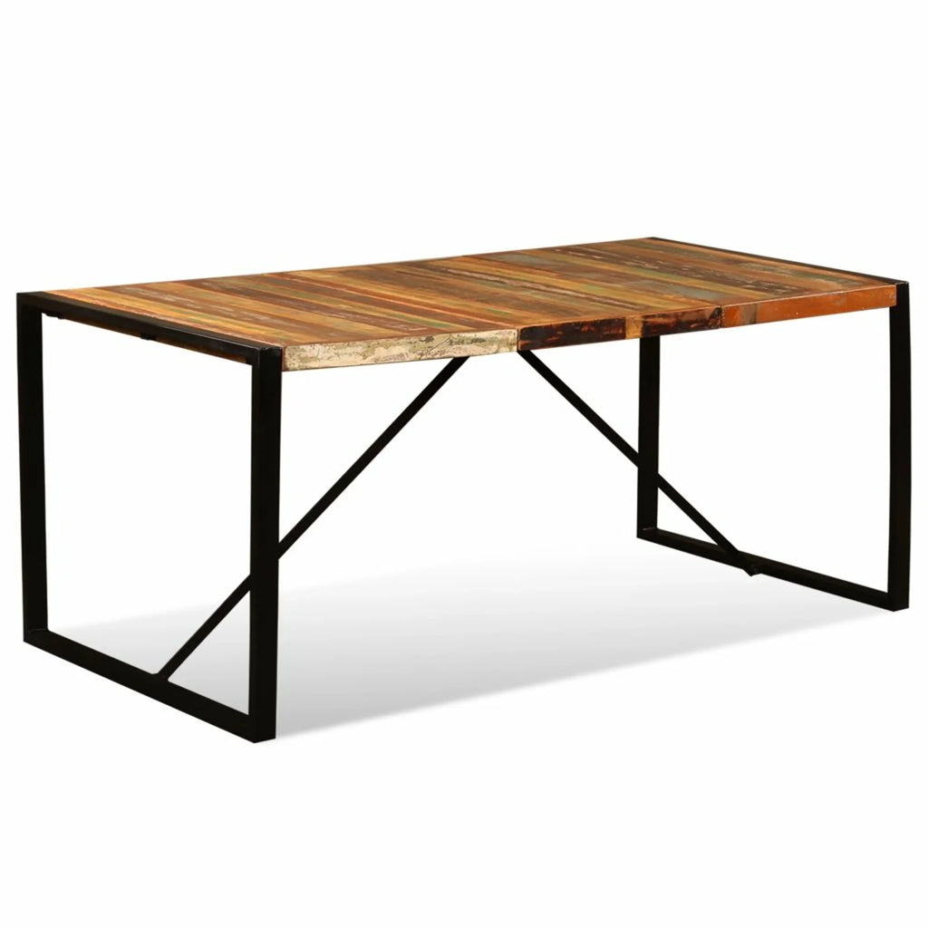 Reclaimed Wood Top Powder-Coated Steel Frame Dining Table P506