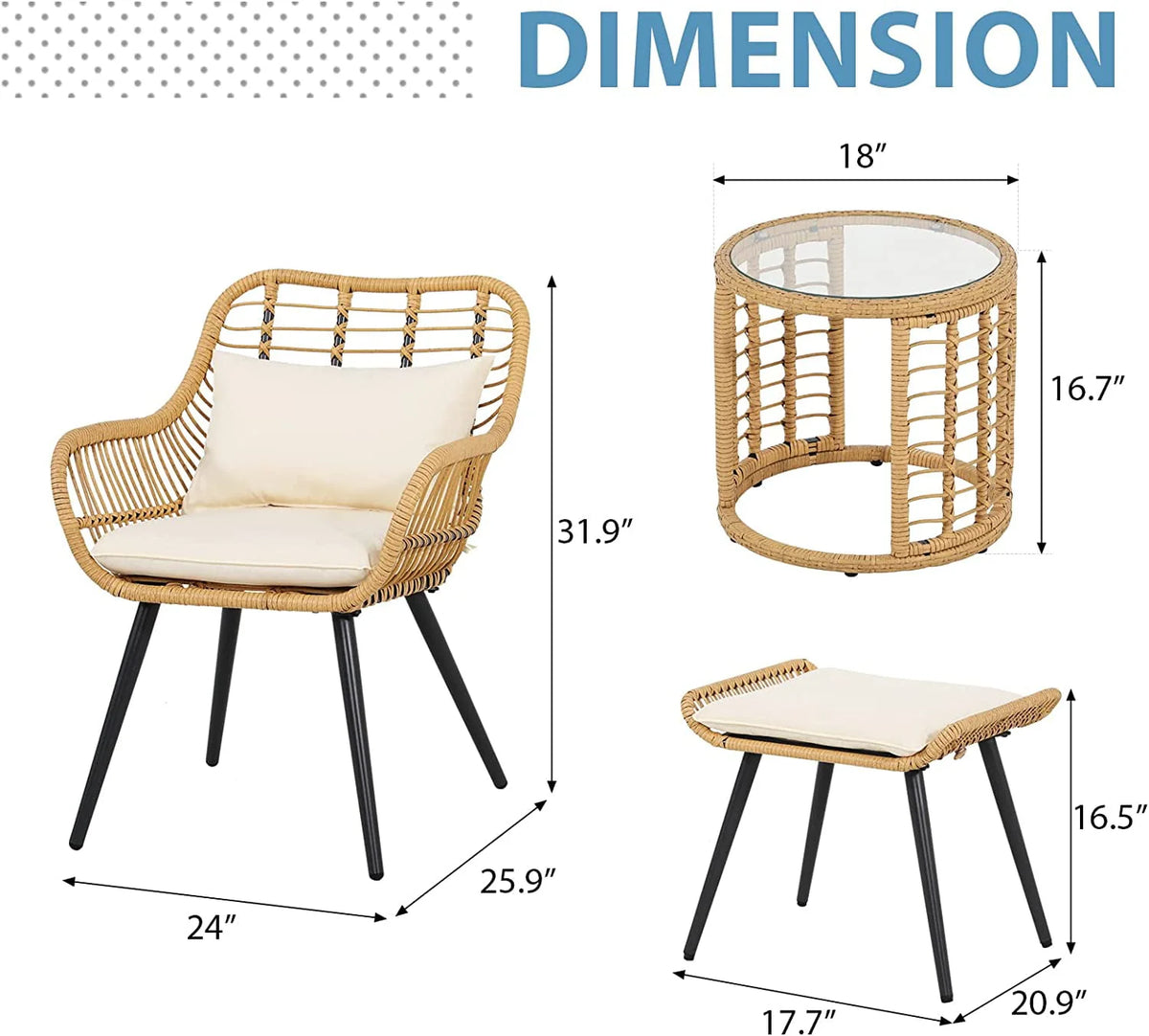 5-Piece PE Rattan Wicker Patio Furniture Set G6129