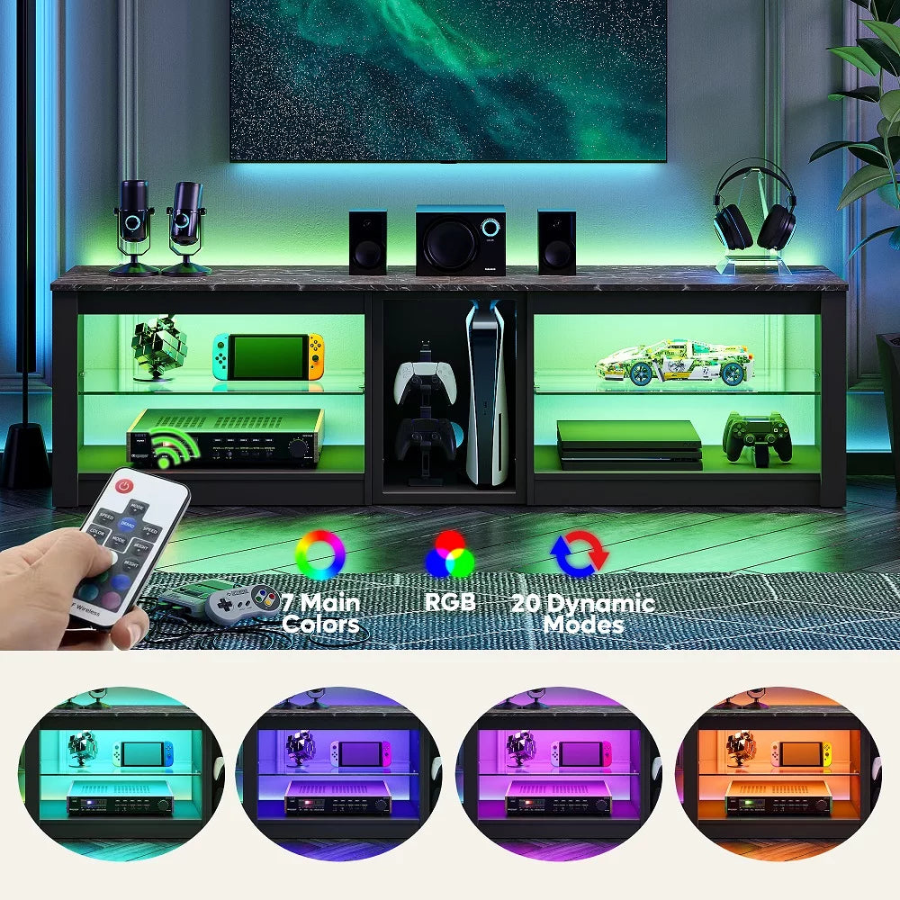 Black Marble TV Stand with LED Light S12331