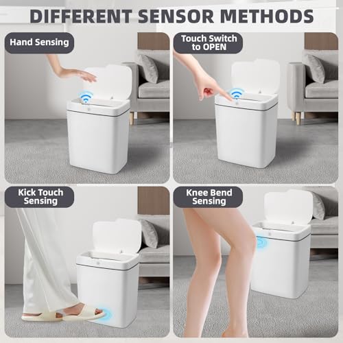 2 Pack 3.9 Gallon Touchless Automatic Waterproof Plastic Trash Can H458129
