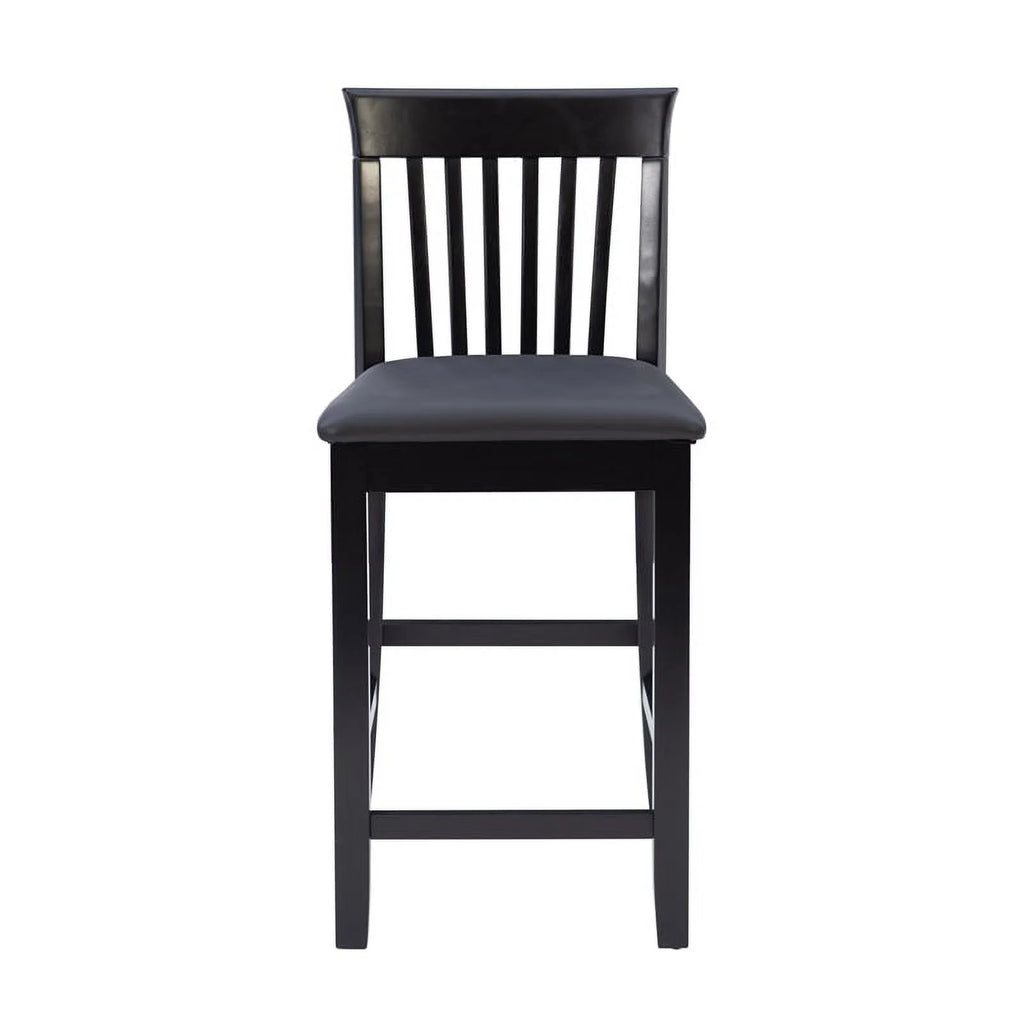 25" Wood Faux Leather Counter Stool in Black I85256