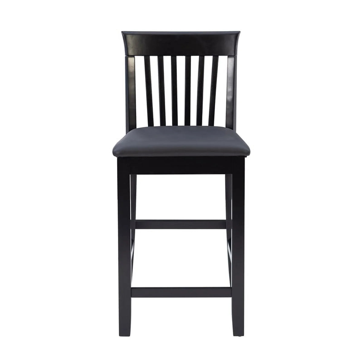 25" Wood Faux Leather Counter Stool in Black I85256