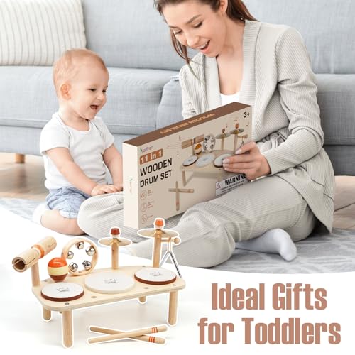 Kids Drum Set 11 in 1 Wooden Musical Instruments I163
