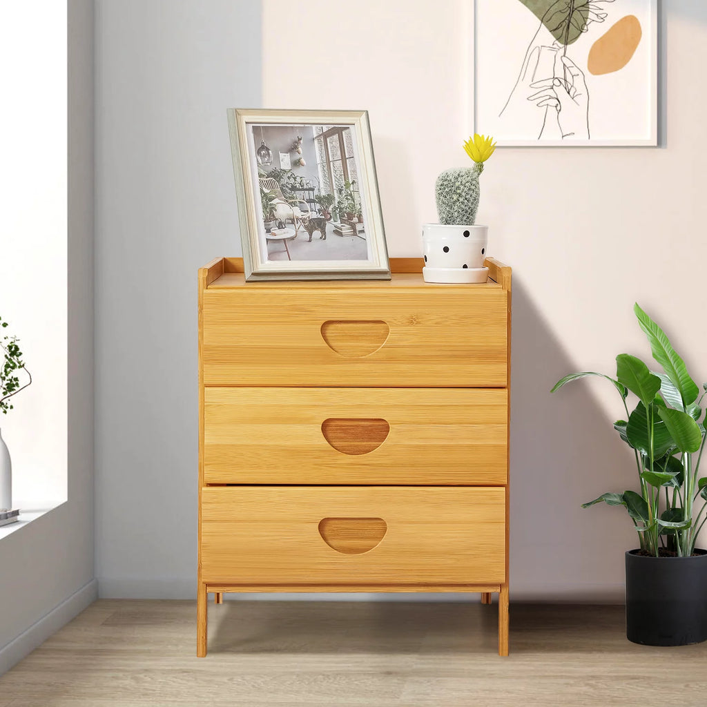 Bamboo 3 Tiers 3 Drawers Nightstand C49764