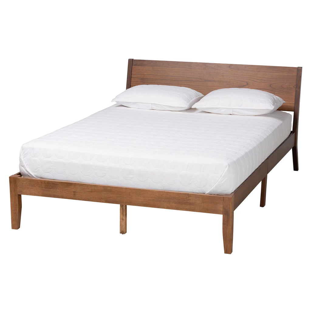 Walnut Brown Wood King Size Platform Bed P3056