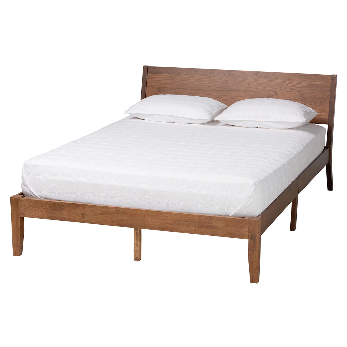Walnut Brown Wood King Size Platform Bed P3056