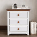 Solid Wood Nightstand with USB Charging Port and Three Drawers F5111