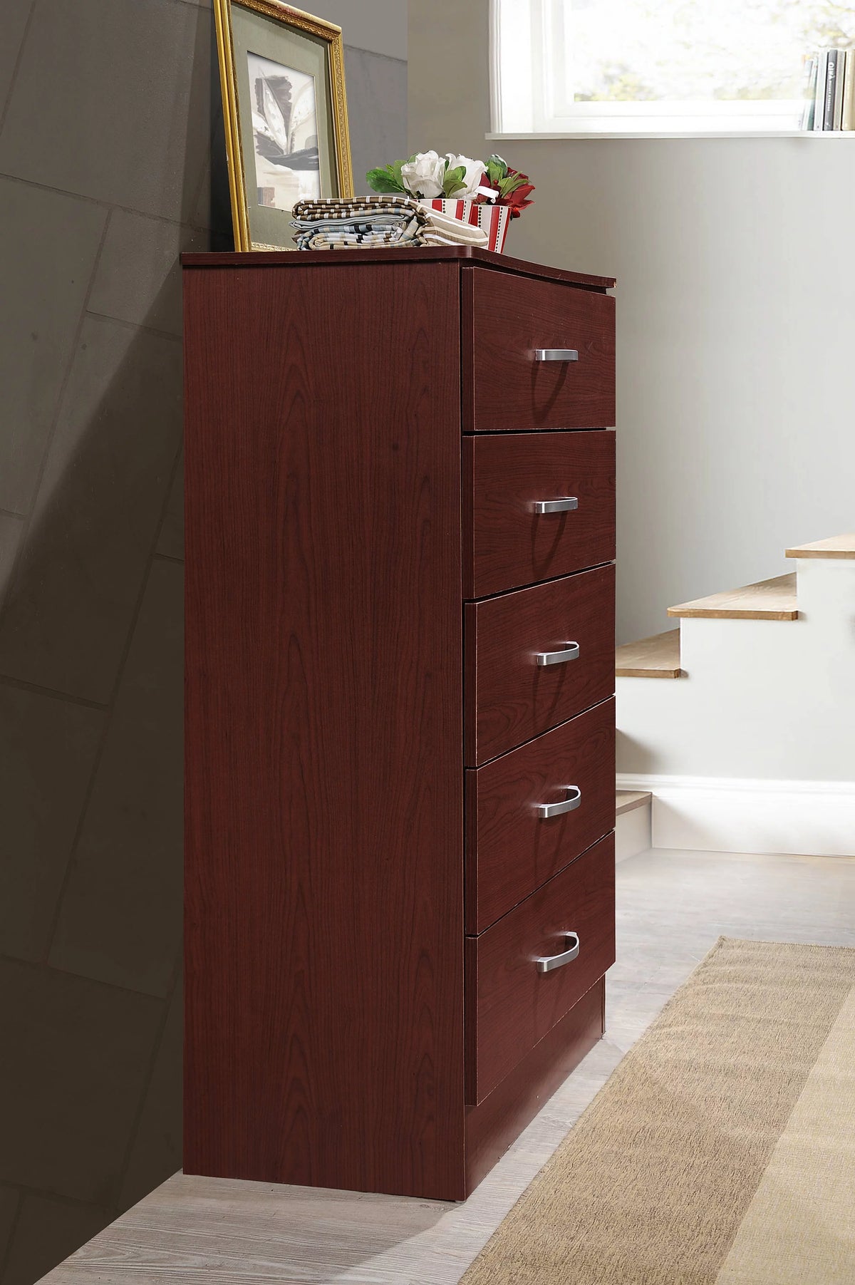 5 Drawer Brown Wood Chest K49976