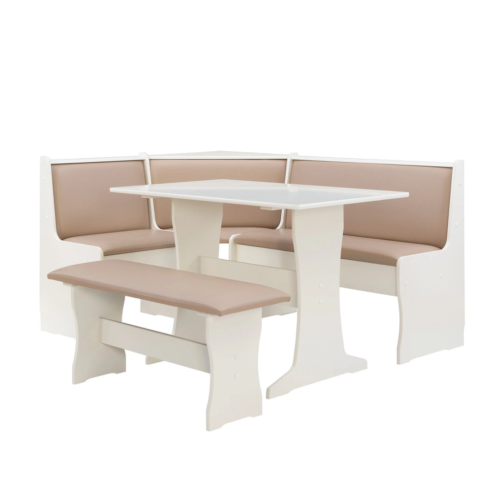 Tan Dining Table and Bench Set with Storage K69973