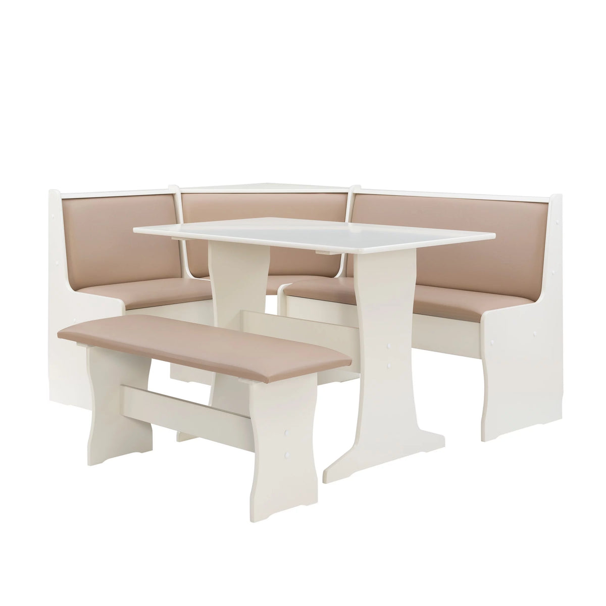 Tan Dining Table and Bench Set with Storage K69973