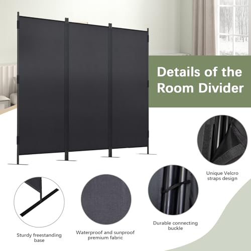6Ft Black Folding Room Divider C2124