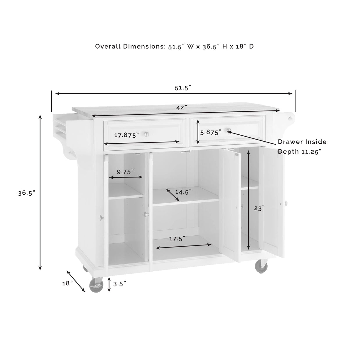 Wood Granite Top Kitchen Cart G43385