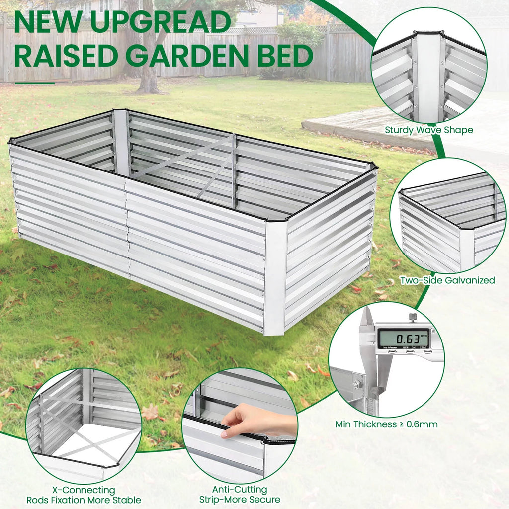 6ftx3ftx2ft Galvanized Steel Raised Garden Bed Planter Box M9571