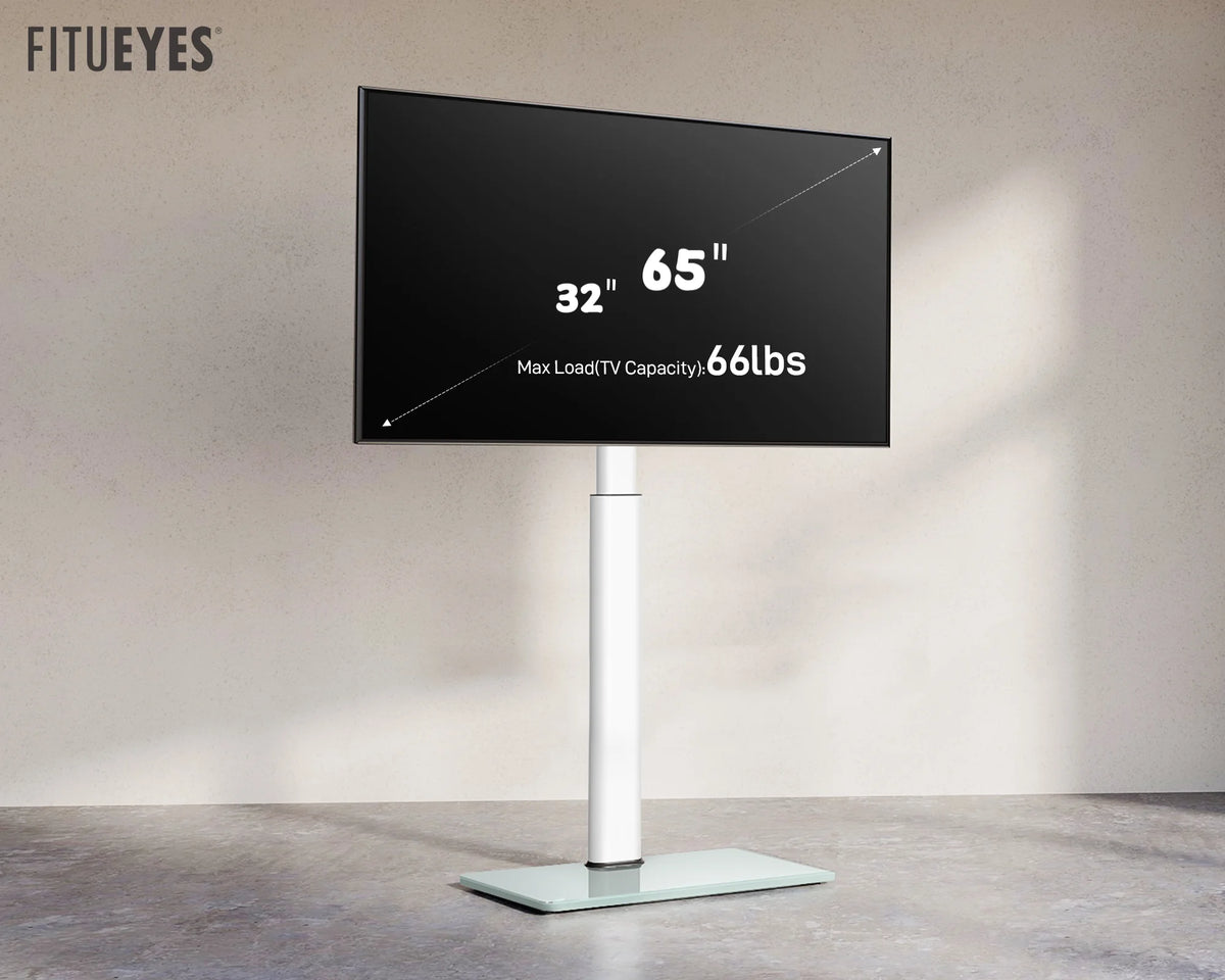 White Tempered Glass Floor TV Stand 32-65 Inch A5857