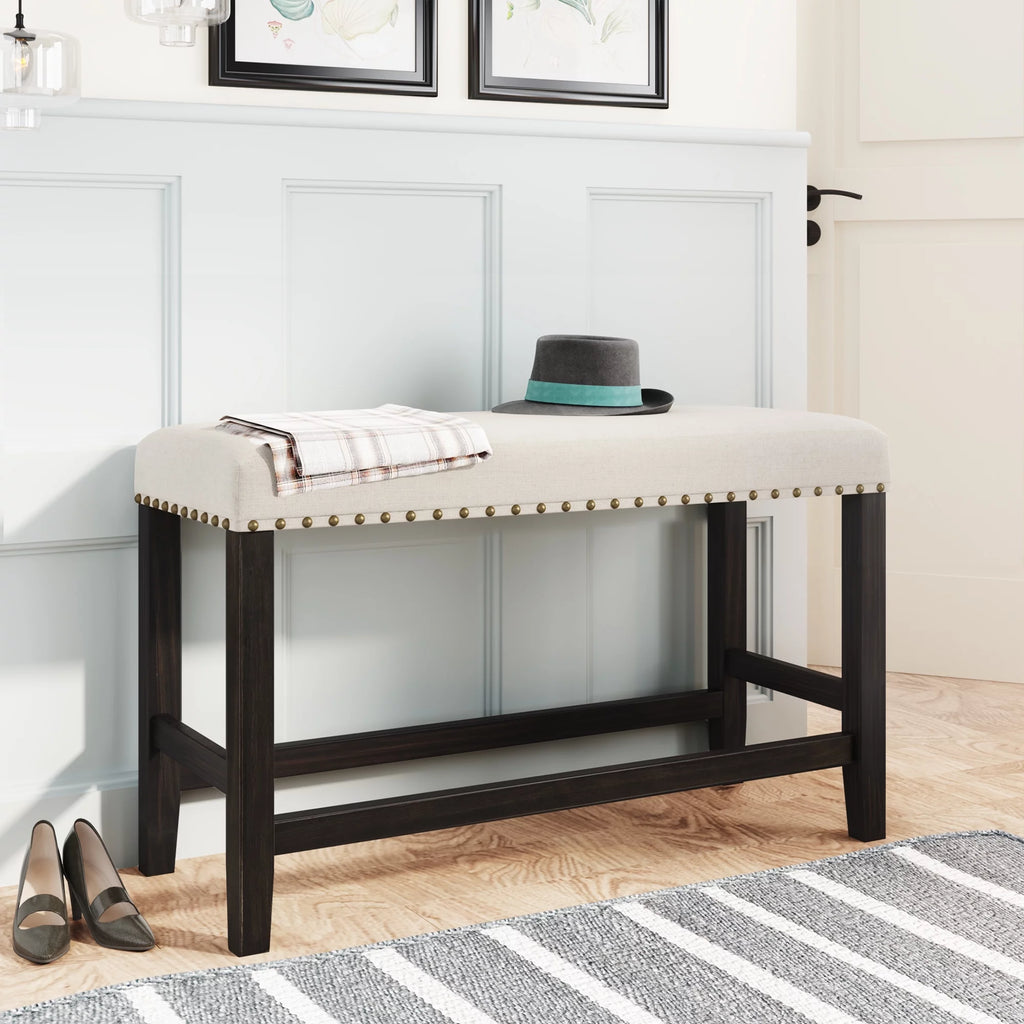 Rustic Wooden Upholstered Dining Bench S67788