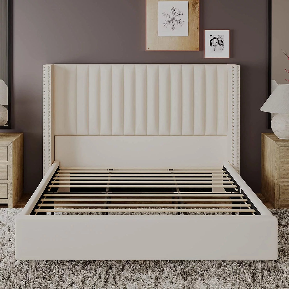 King Size Velvet Upholstered Bed Frame X224