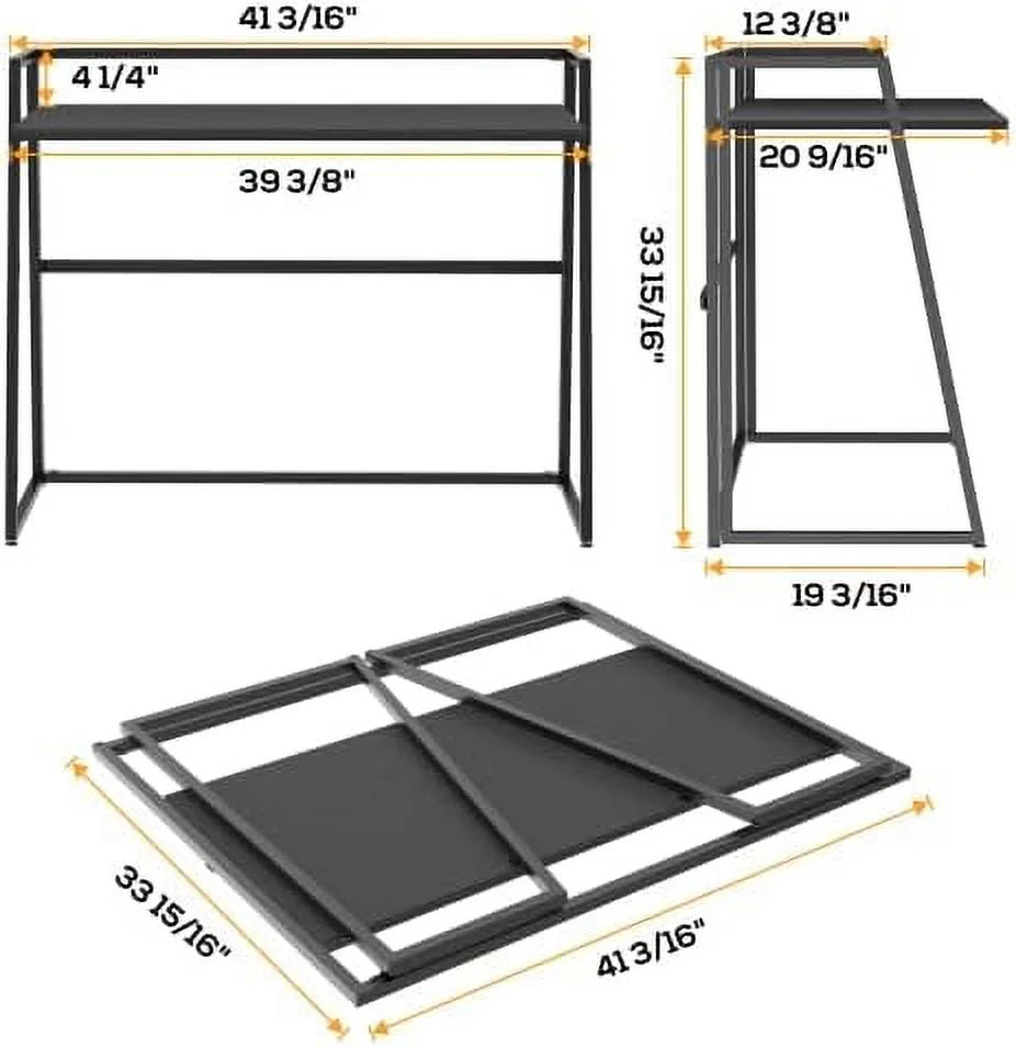 Small Folding Computer Desk 41 inch with Protective Railing I1503