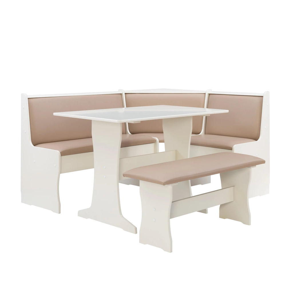 Tan Dining Table and Bench Set with Storage K69973