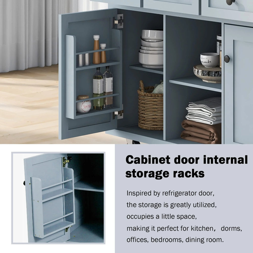 Kitchen Island Cart with Drop Leaf Storage Cabinet and 3 Drawers N1983